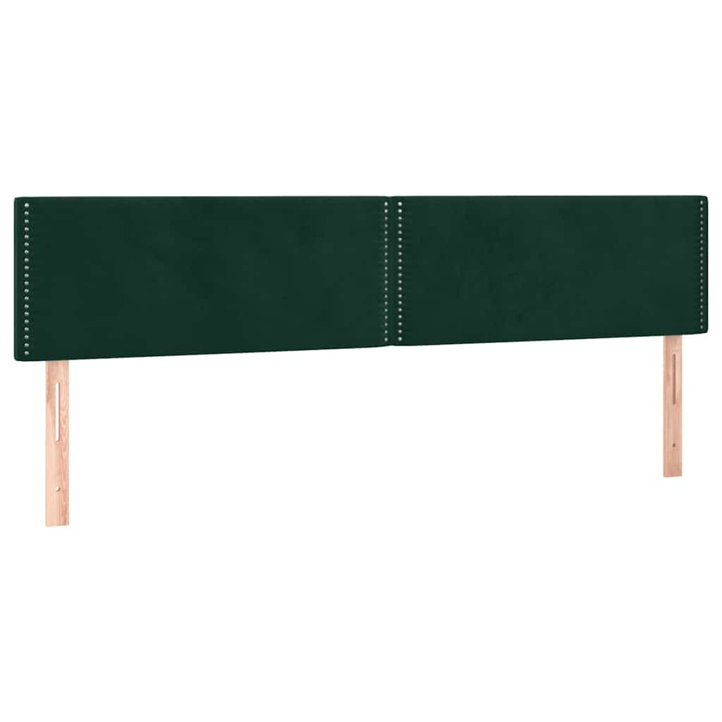 sötétzöld bársony rugós és LED-es ágy matraccal 200x200 cm
