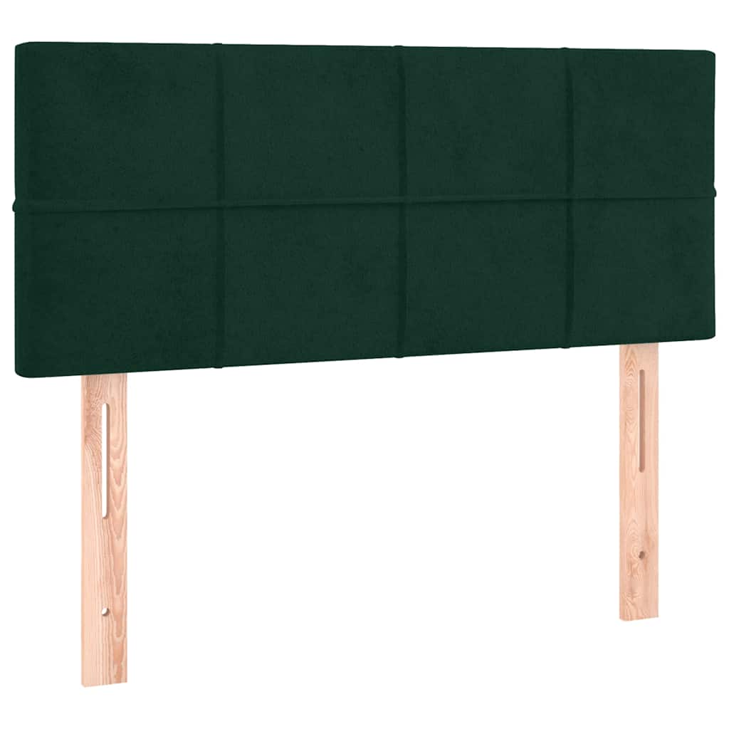 sötétzöld bársony rugós és LED-es ágy matraccal 90x200 cm