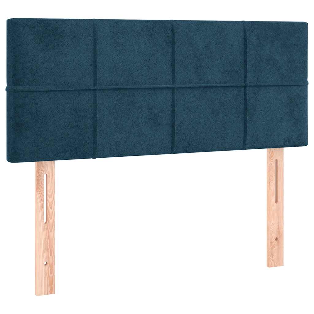 sötétkék bársony rugós és LED-es ágy matraccal 120x200 cm
