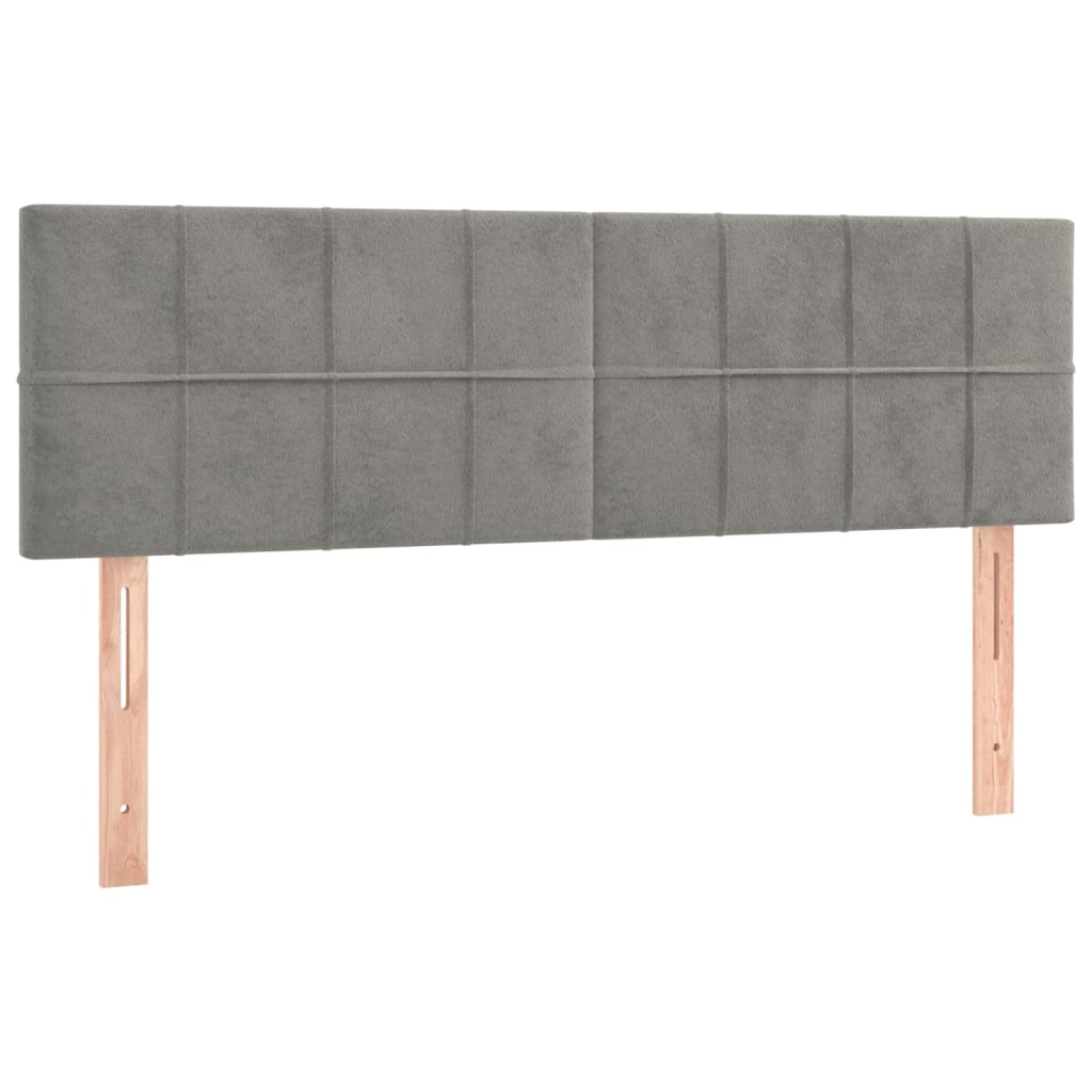 világosszürke bársony rugós és LED-es ágy matraccal 140x190 cm