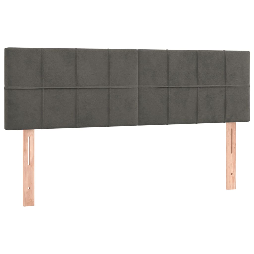 sötétszürke bársony rugós és LED-es ágy matraccal 140x200 cm