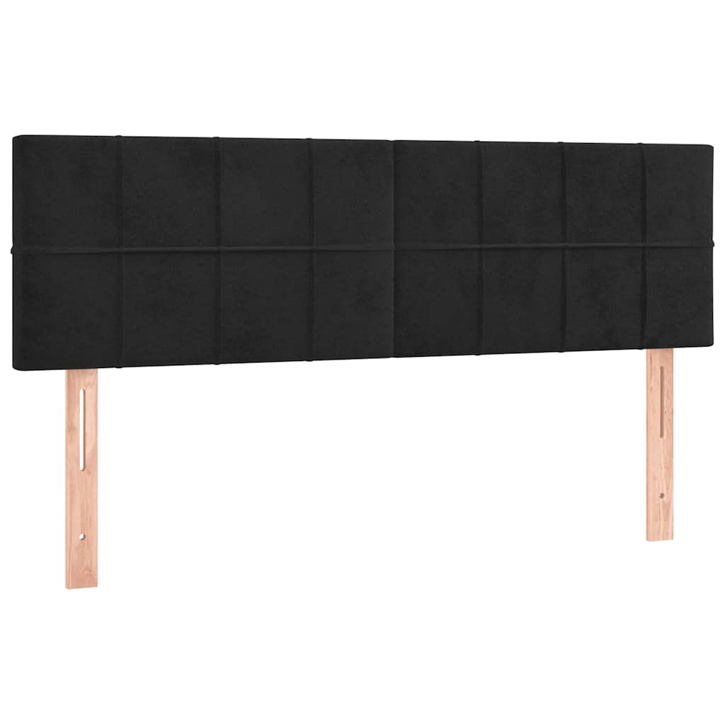 fekete bársony rugós és LED-es ágy matraccal 140x200 cm