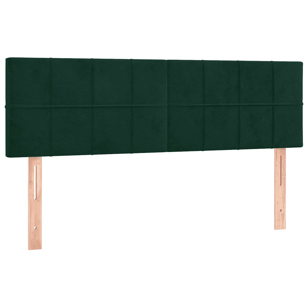 sötétzöld bársony rugós és LED-es ágy matraccal 140x200 cm