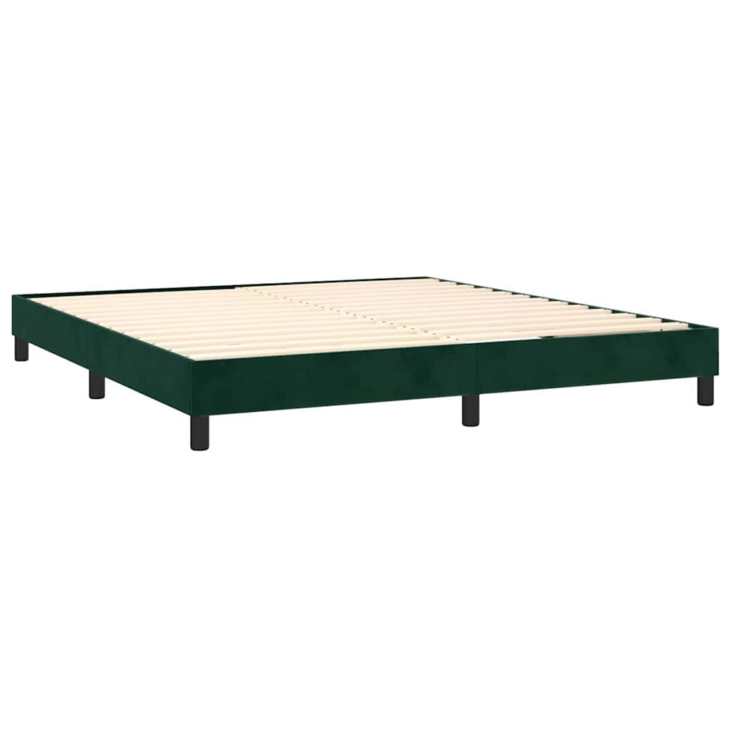 sötétzöld bársony rugós és LED-es ágy matraccal 160x200 cm