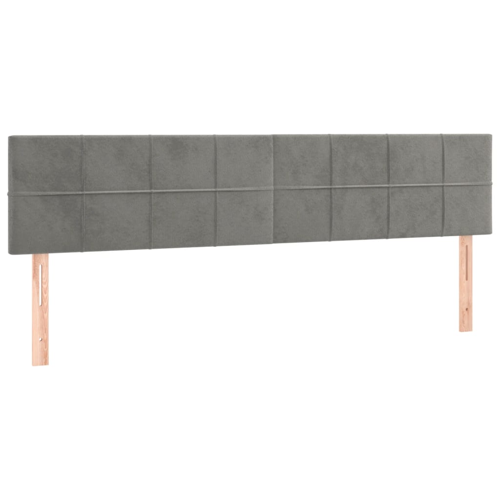 világosszürke bársony rugós és LED-es ágy matraccal 200x200 cm