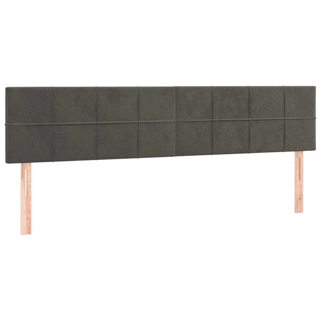 sötétszürke bársony rugós és LED-es ágy matraccal 200x200 cm