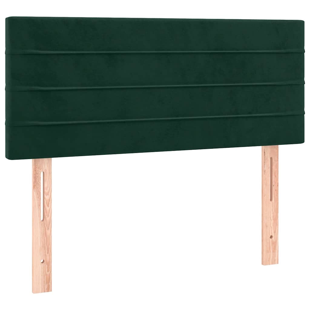 sötétzöld bársony rugós és LED-es ágy matraccal 80 x 200 cm