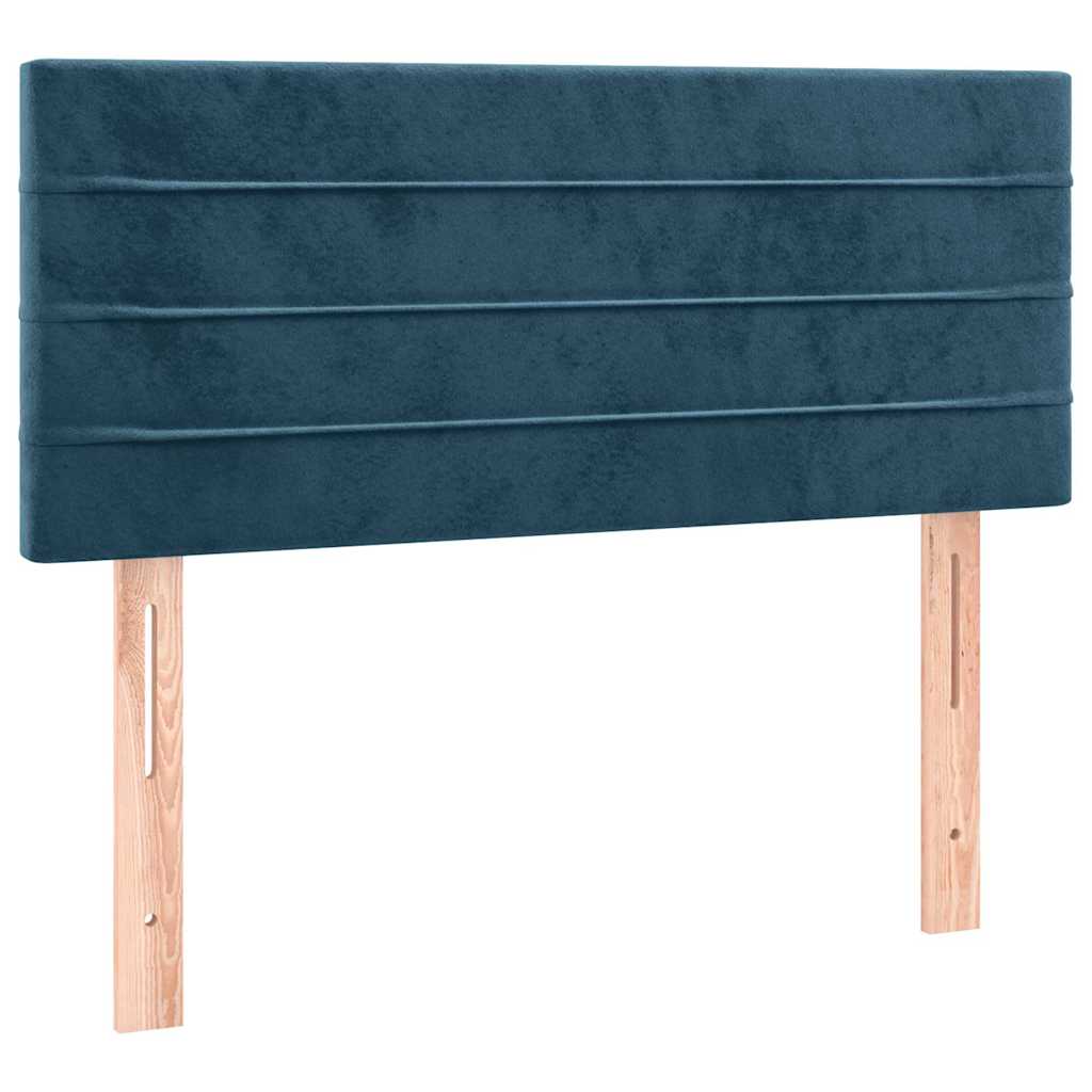 sötétkék bársony rugós és LED-es ágy matraccal 90x200 cm