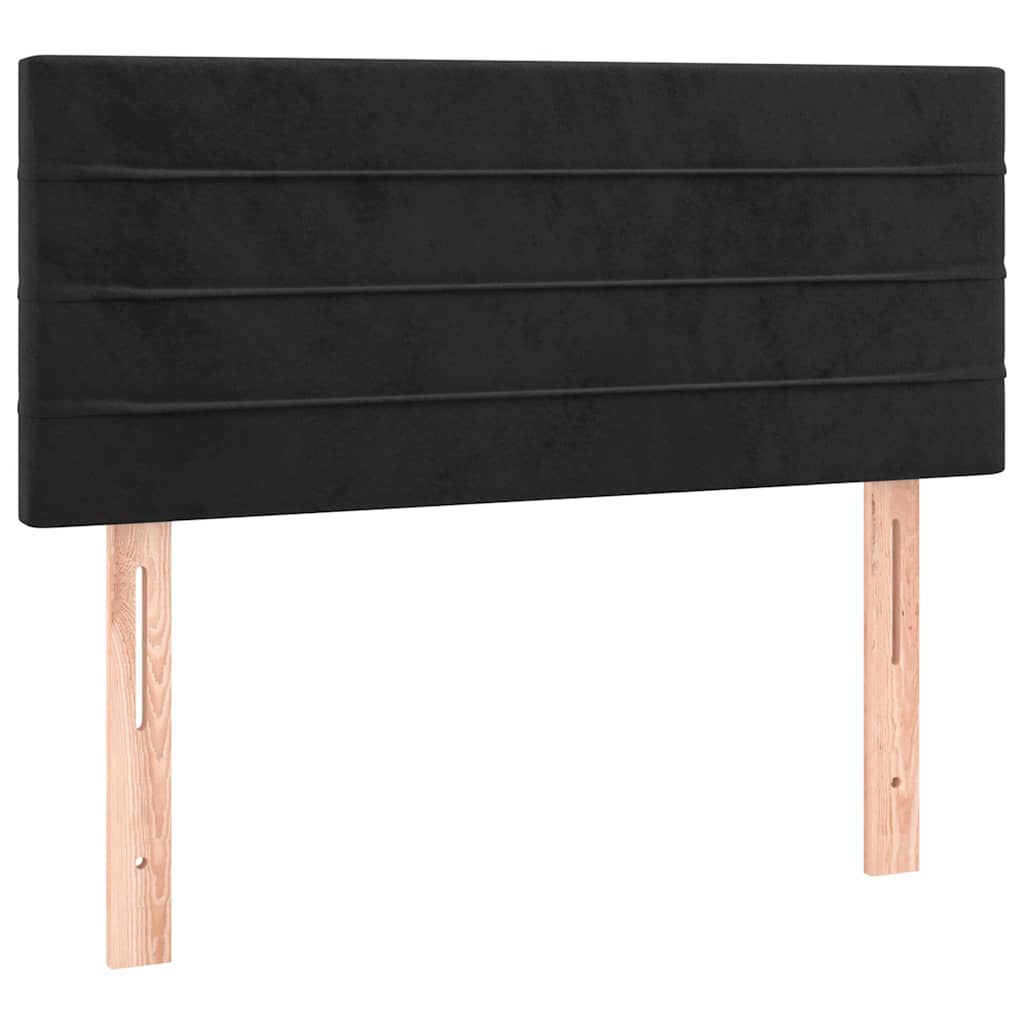 fekete bársony rugós és LED-es ágy matraccal 120x200 cm
