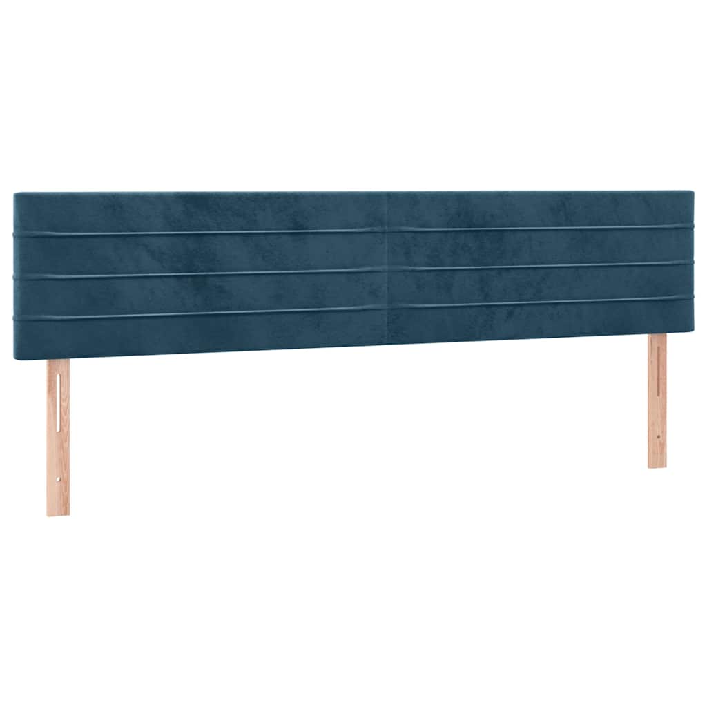 sötétkék bársony rugós és LED-es ágy matraccal 180x200 cm