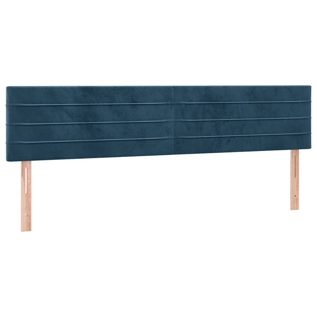 sötétkék bársony rugós és LED-es ágy matraccal 200x200 cm