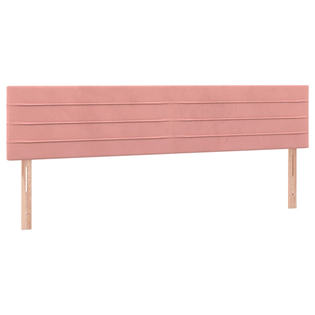 rózsaszín bársony rugós és LED-es ágy matraccal 200x200 cm