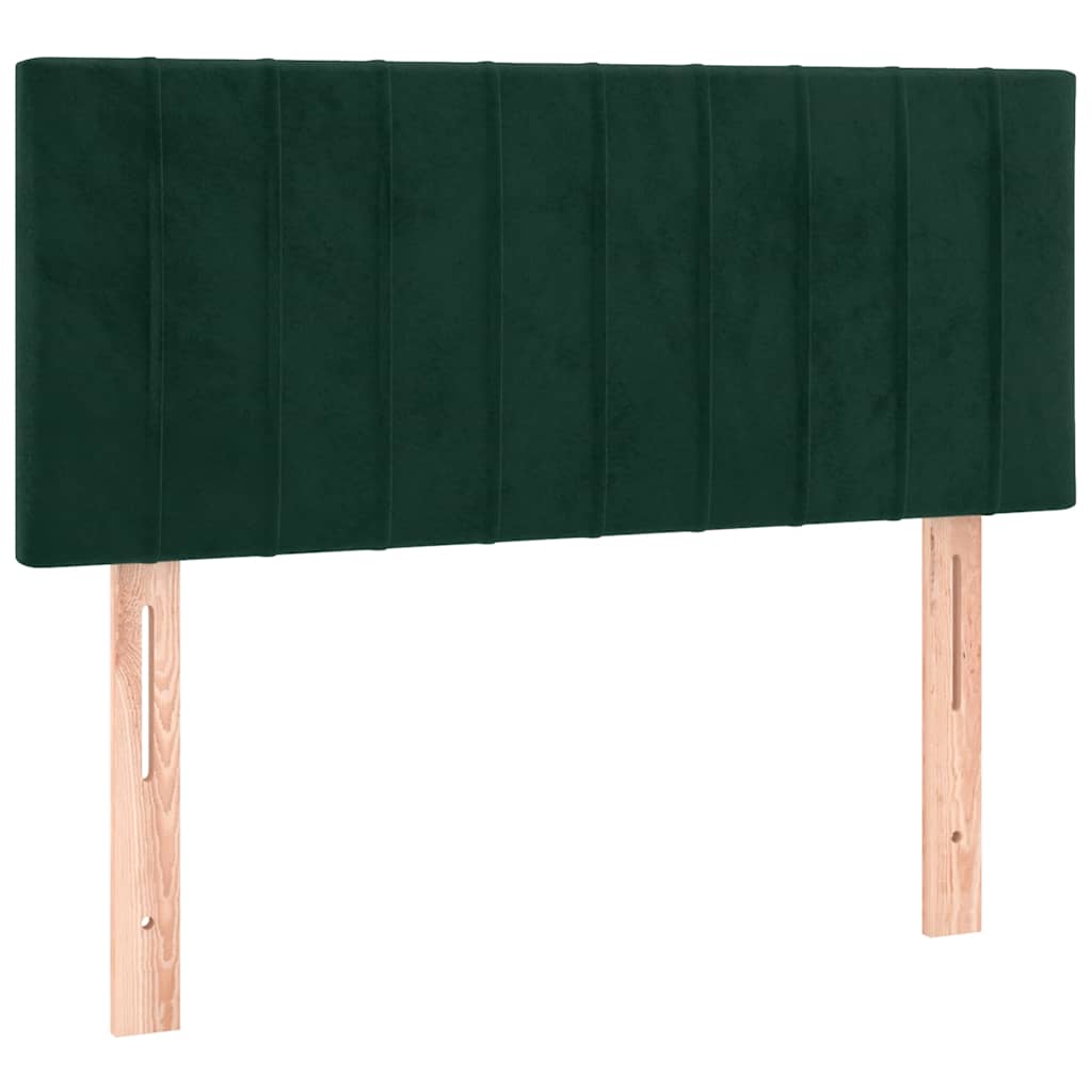 sötétzöld bársony rugós és LED-es ágy matraccal 100x200 cm