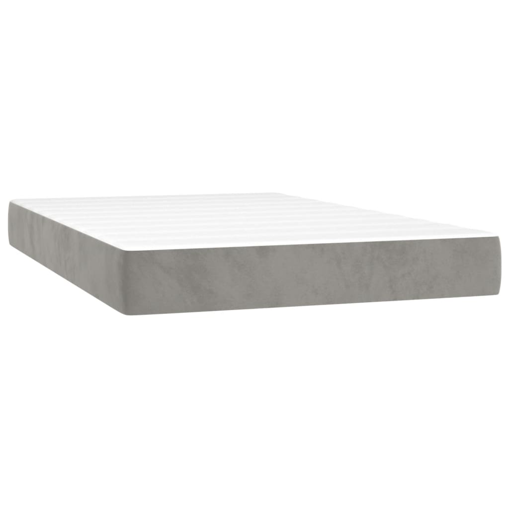 világosszürke bársony rugós és LED-es ágy matraccal 120x200 cm