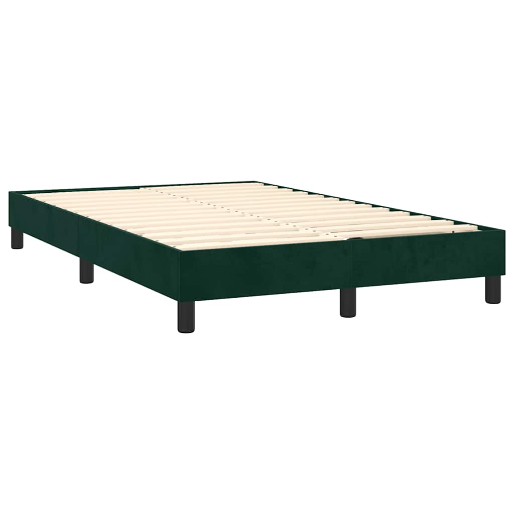 sötétzöld bársony rugós és LED-es ágy matraccal 120x200 cm
