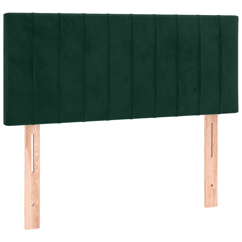 sötétzöld bársony rugós és LED-es ágy matraccal 120x200 cm