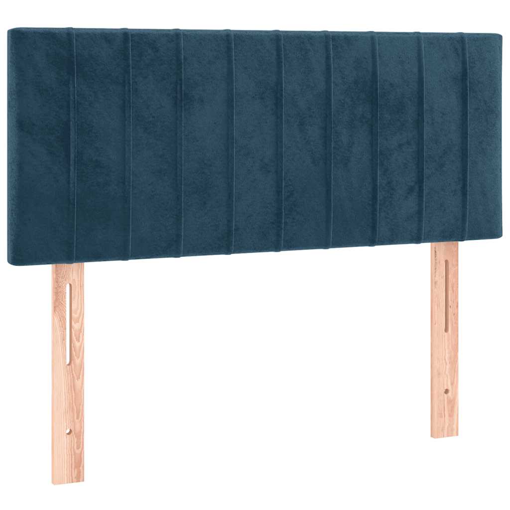 sötétkék bársony rugós és LED-es ágy matraccal 120x200 cm