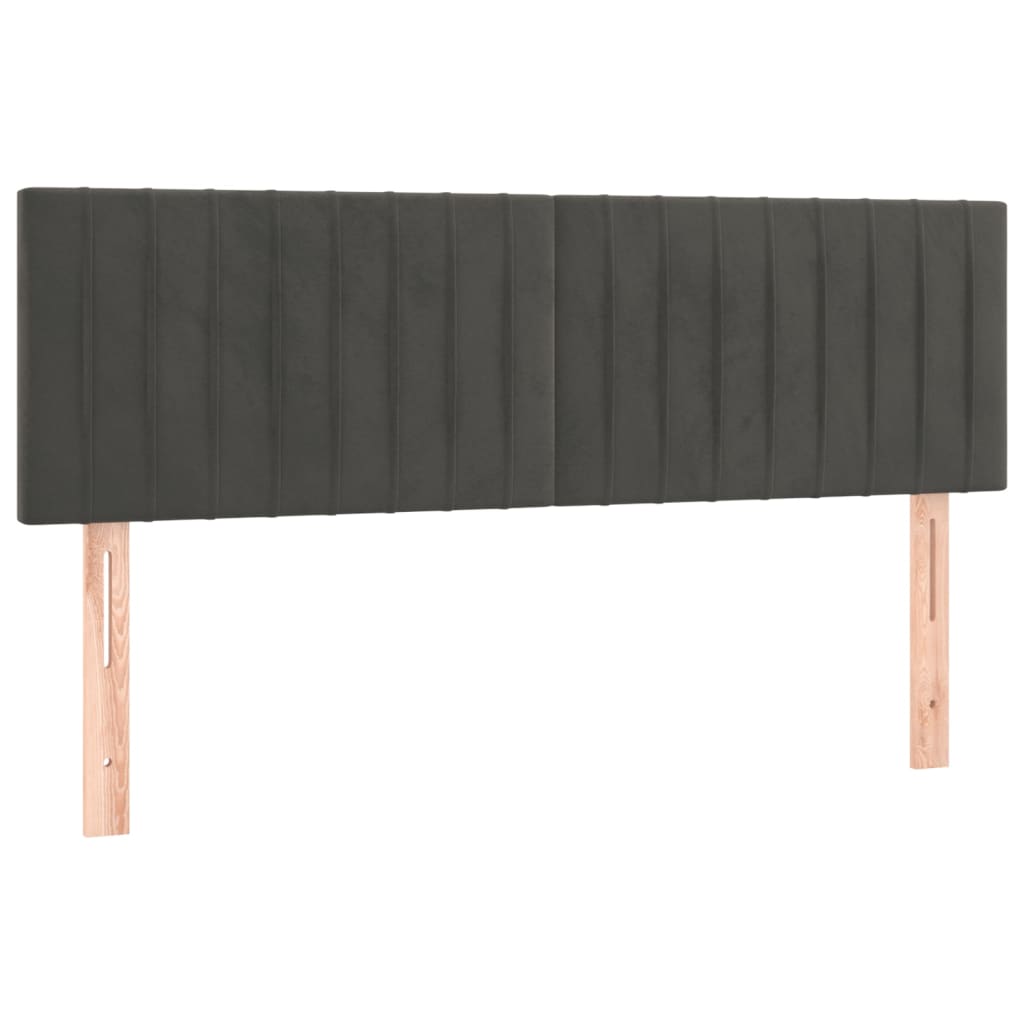 sötétszürke bársony rugós és LED-es ágy matraccal 140x190 cm