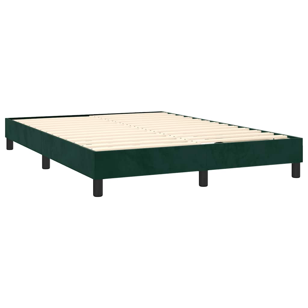 sötétzöld bársony rugós és LED-es ágy matraccal 140x190 cm