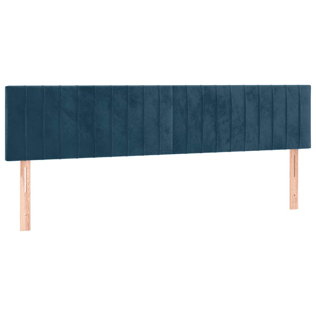 sötétkék bársony rugós és LED-es ágy matraccal 160x200 cm