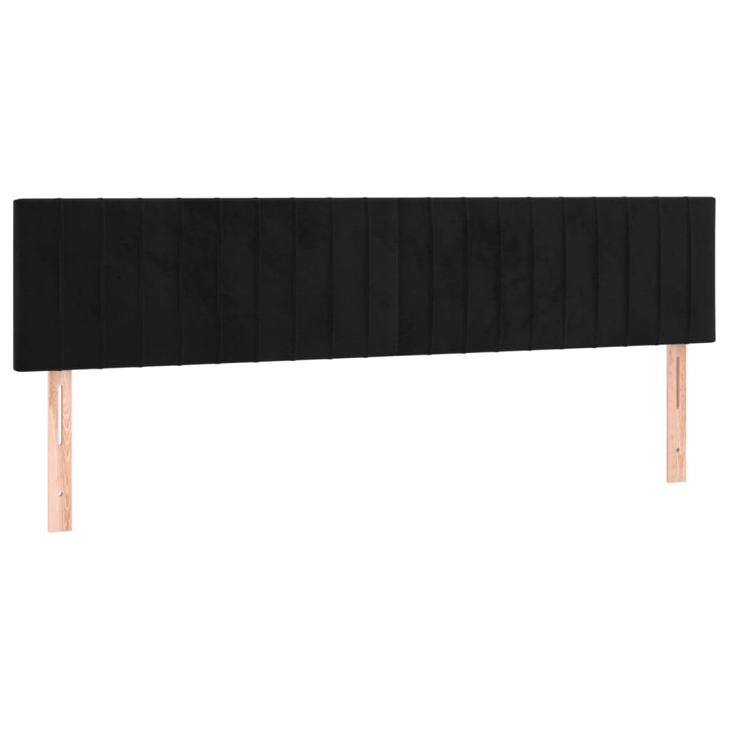 fekete bársony rugós és LED-es ágy matraccal 180x200 cm