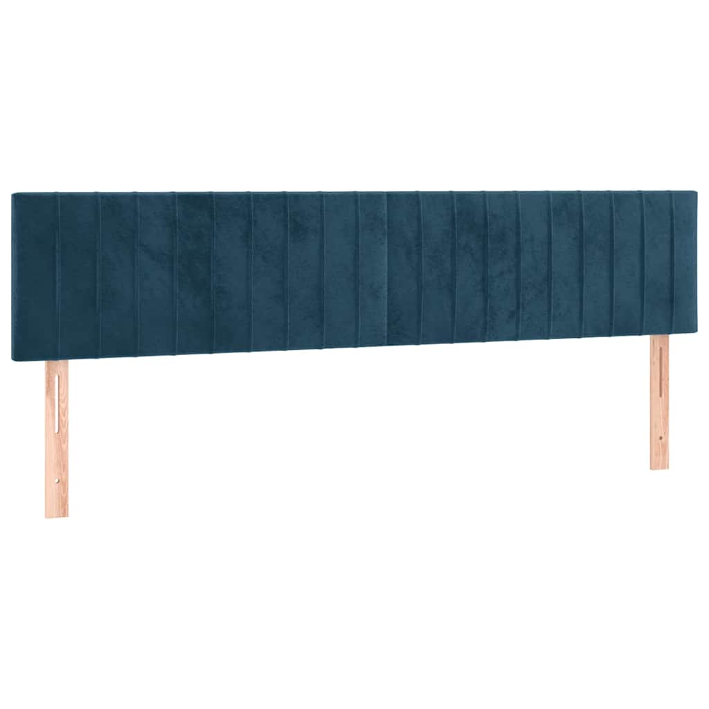 sötétkék bársony rugós és LED-es ágy matraccal 180x200 cm