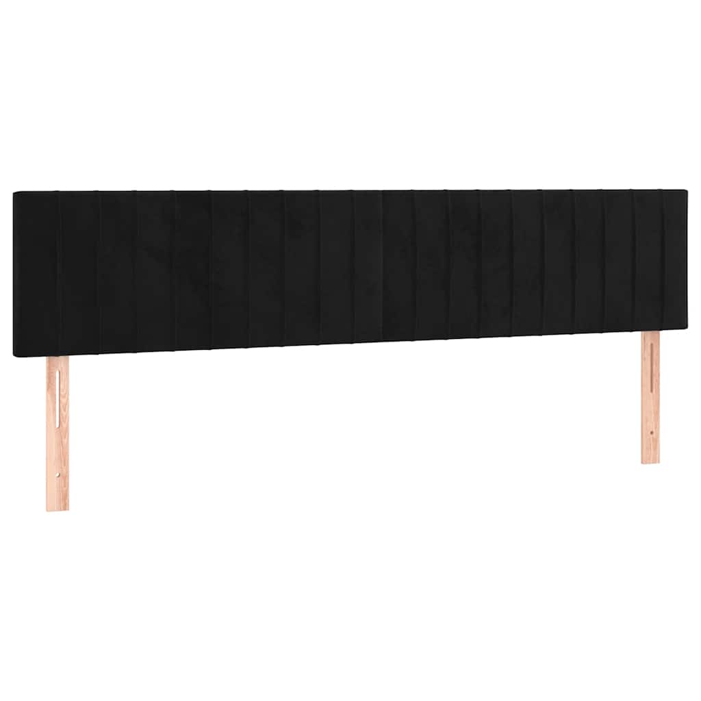 fekete bársony rugós és LED-es ágy matraccal 200x200 cm