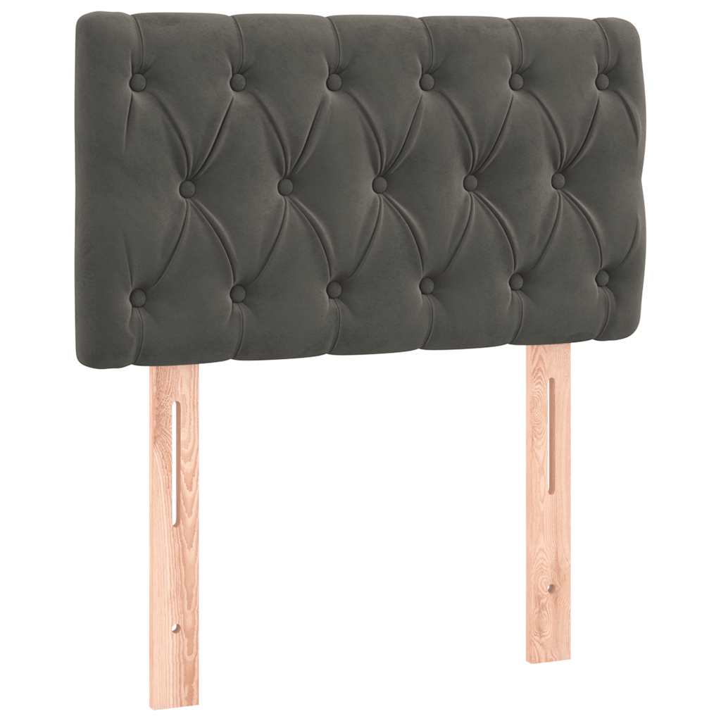 sötétszürke bársony rugós és LED-es ágy matraccal 80 x 200 cm