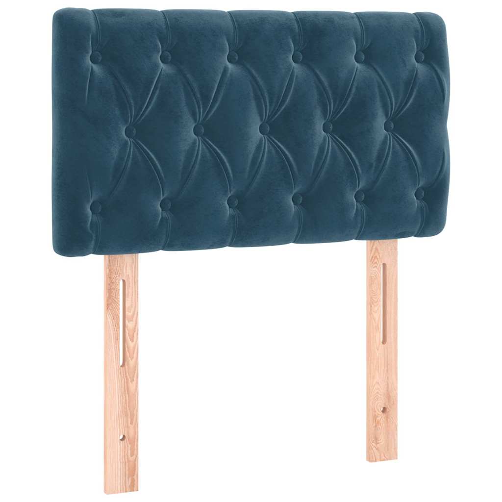 sötétkék bársony rugós és LED-es ágy matraccal 80 x 200 cm