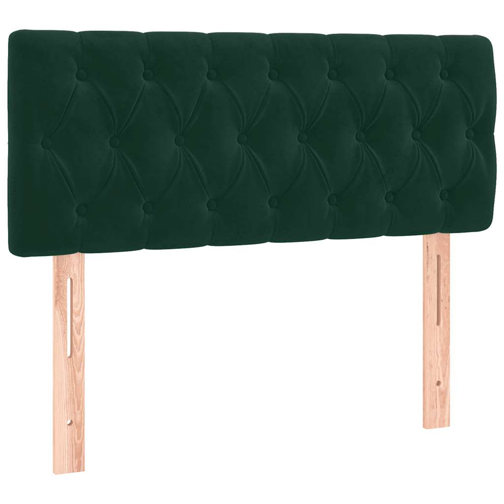sötétzöld bársony rugós és LED-es ágy matraccal 90x200 cm