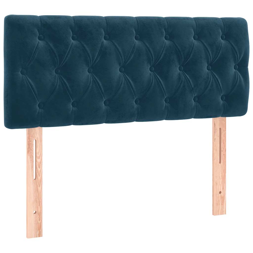 sötétkék bársony rugós és LED-es ágy matraccal 90x200 cm