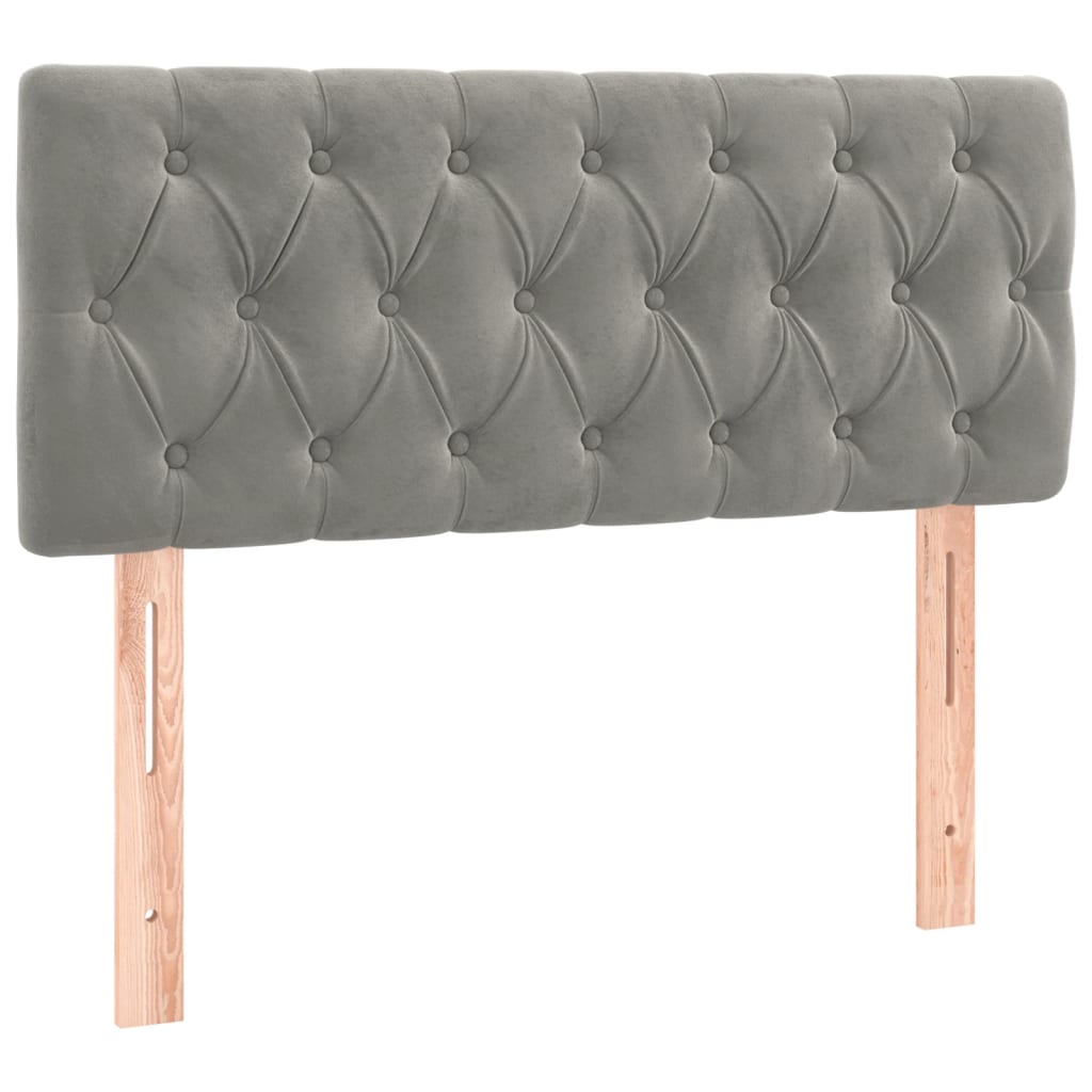 világosszürke bársony rugós és LED-es ágy matraccal 100x200 cm