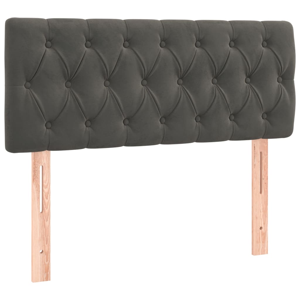 sötétszürke bársony rugós és LED-es ágy matraccal 100x200 cm