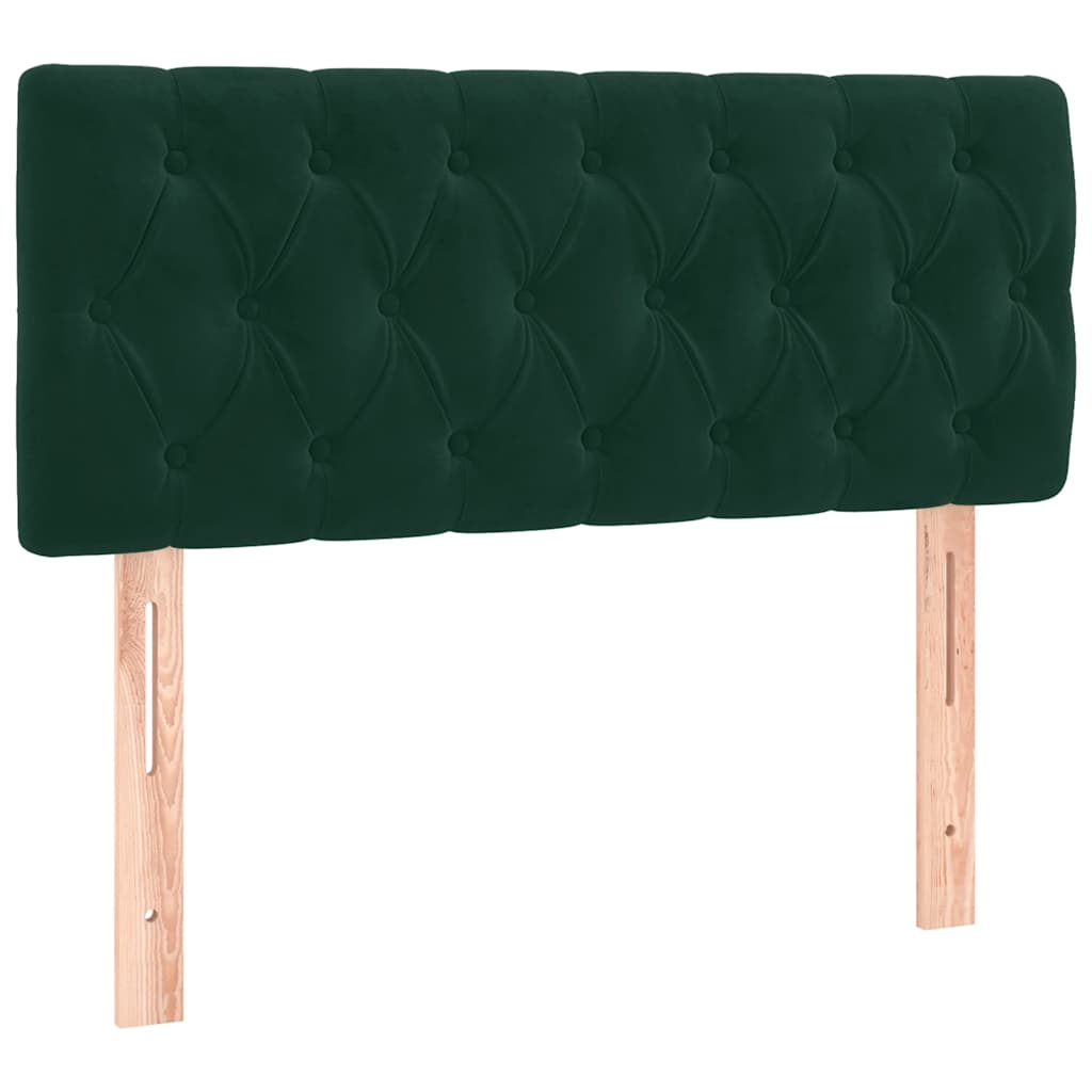 sötétzöld bársony rugós és LED-es ágy matraccal 100x200 cm