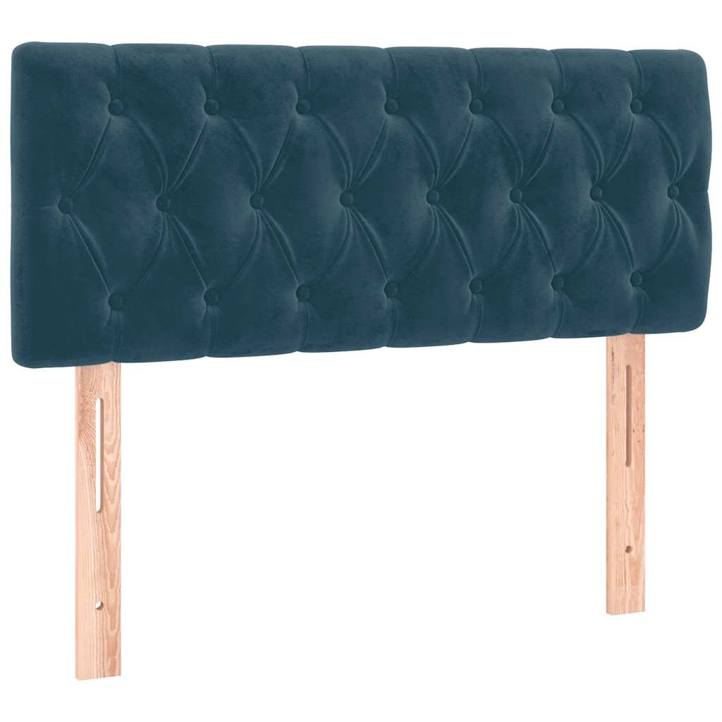 sötétkék bársony rugós és LED-es ágy matraccal 120x200 cm