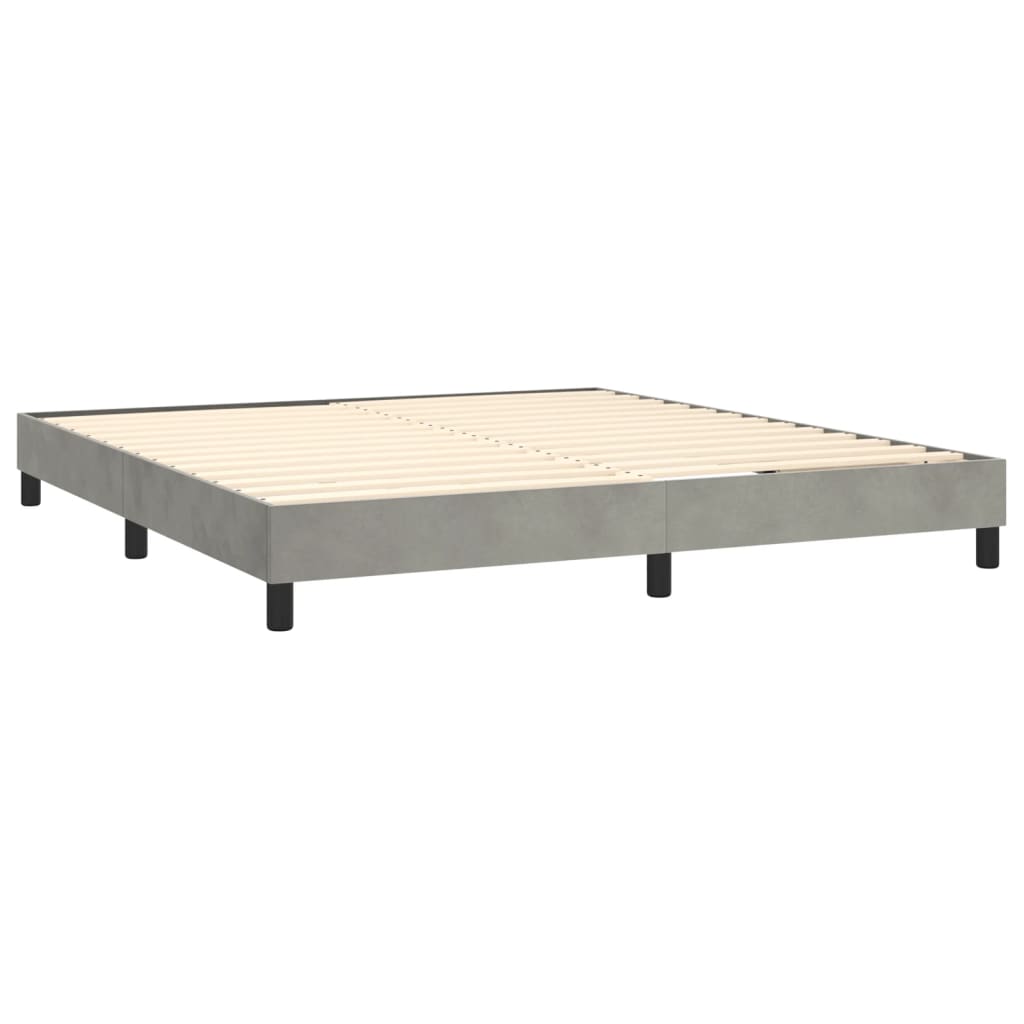 világosszürke bársony rugós és LED-es ágy matraccal 160x200 cm