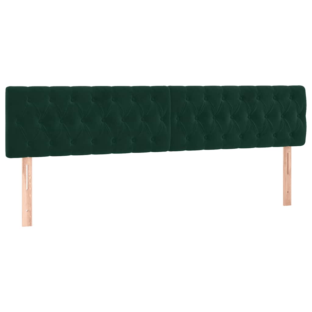 sötétzöld bársony rugós és LED-es ágy matraccal 200x200 cm