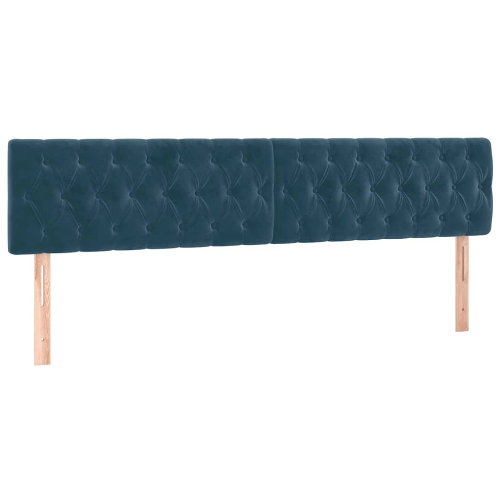 sötétkék bársony rugós és LED-es ágy matraccal 200x200 cm