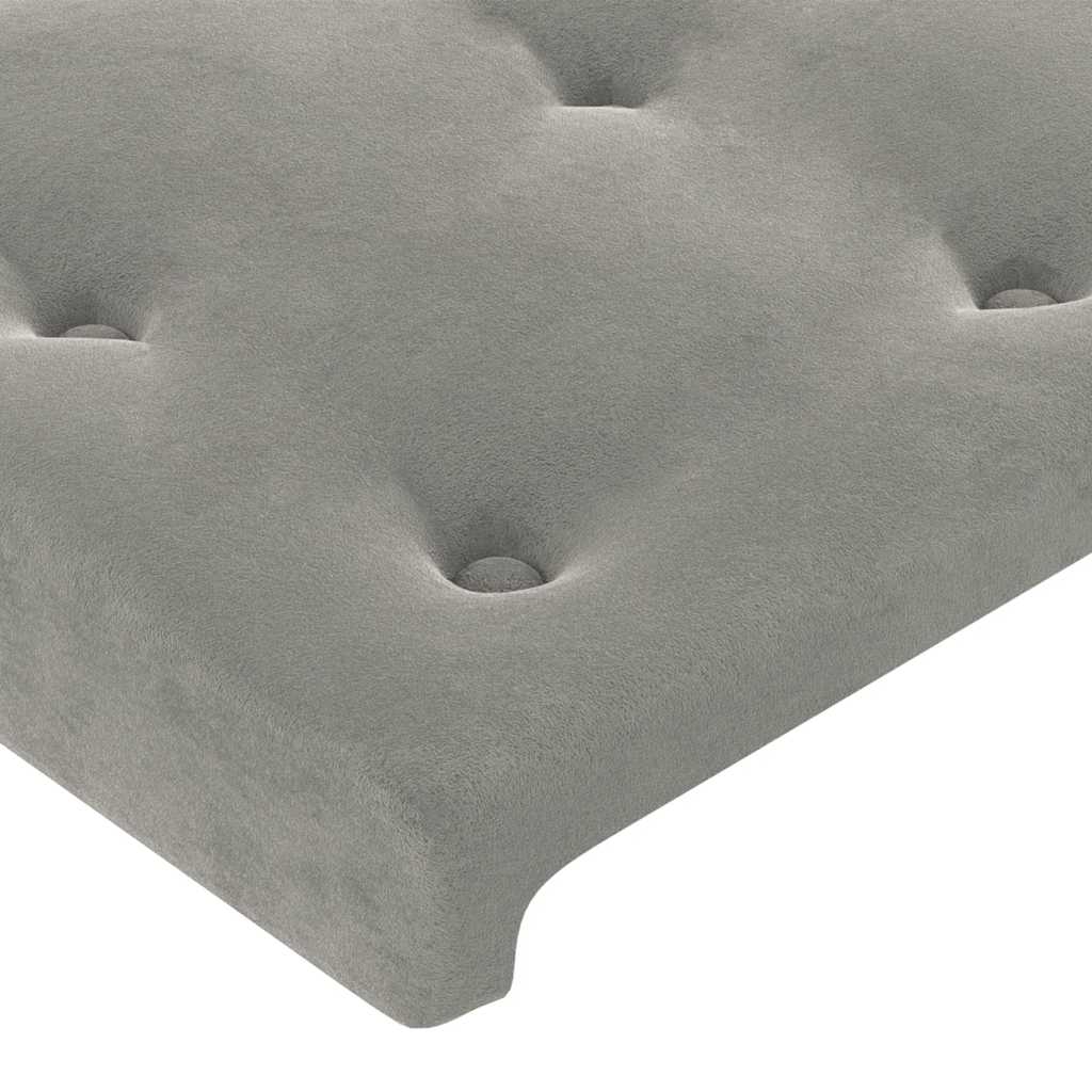 világosszürke bársony rugós és LED-es ágy matraccal 80 x 200 cm