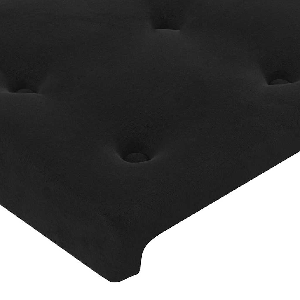 fekete bársony rugós és LED-es ágy matraccal 80 x 200 cm