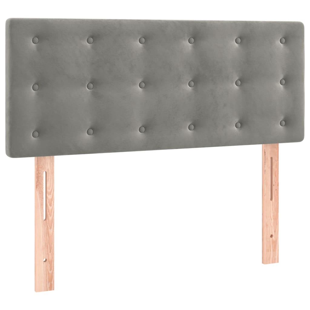 világosszürke bársony rugós és LED-es ágy matraccal 90x190 cm