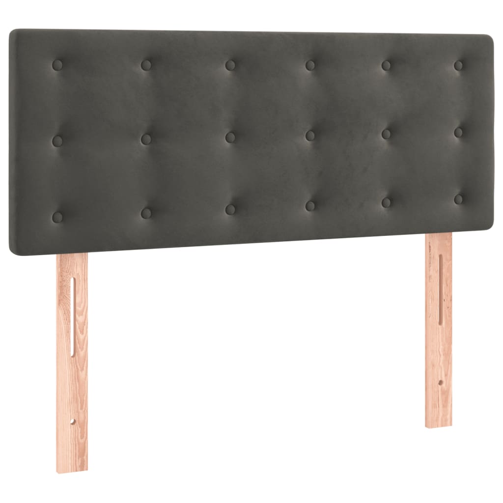 sötétszürke bársony rugós és LED-es ágy matraccal 90x190 cm