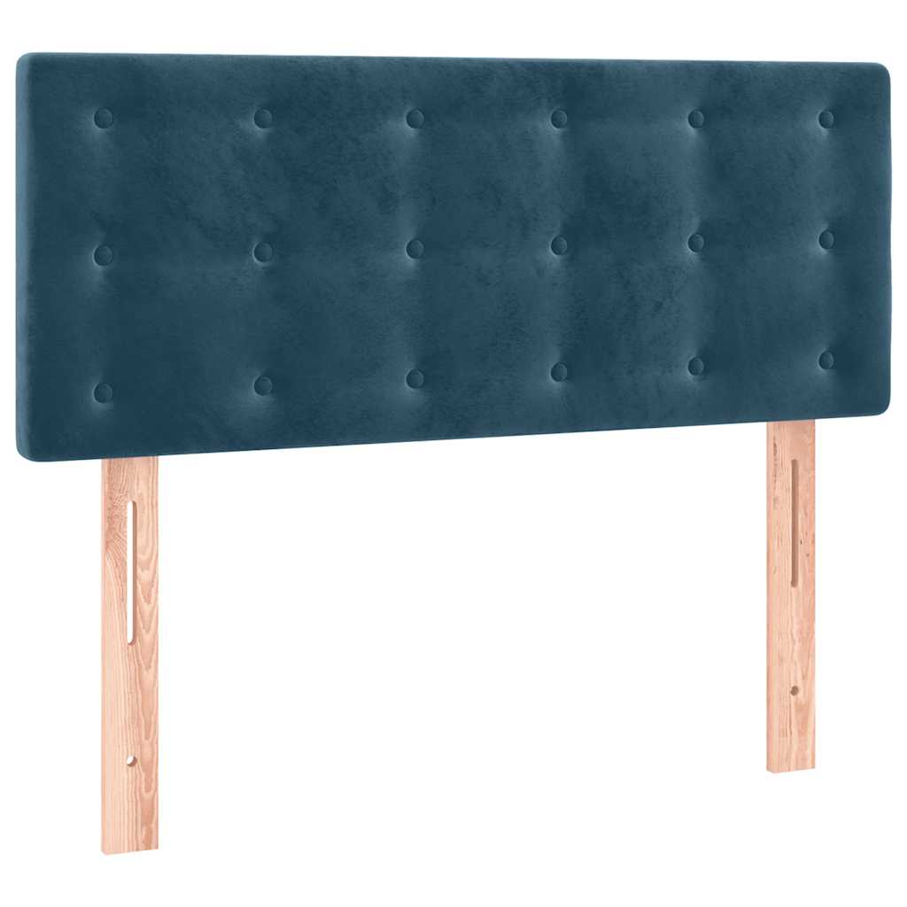 sötétkék bársony rugós és LED-es ágy matraccal 120x200 cm