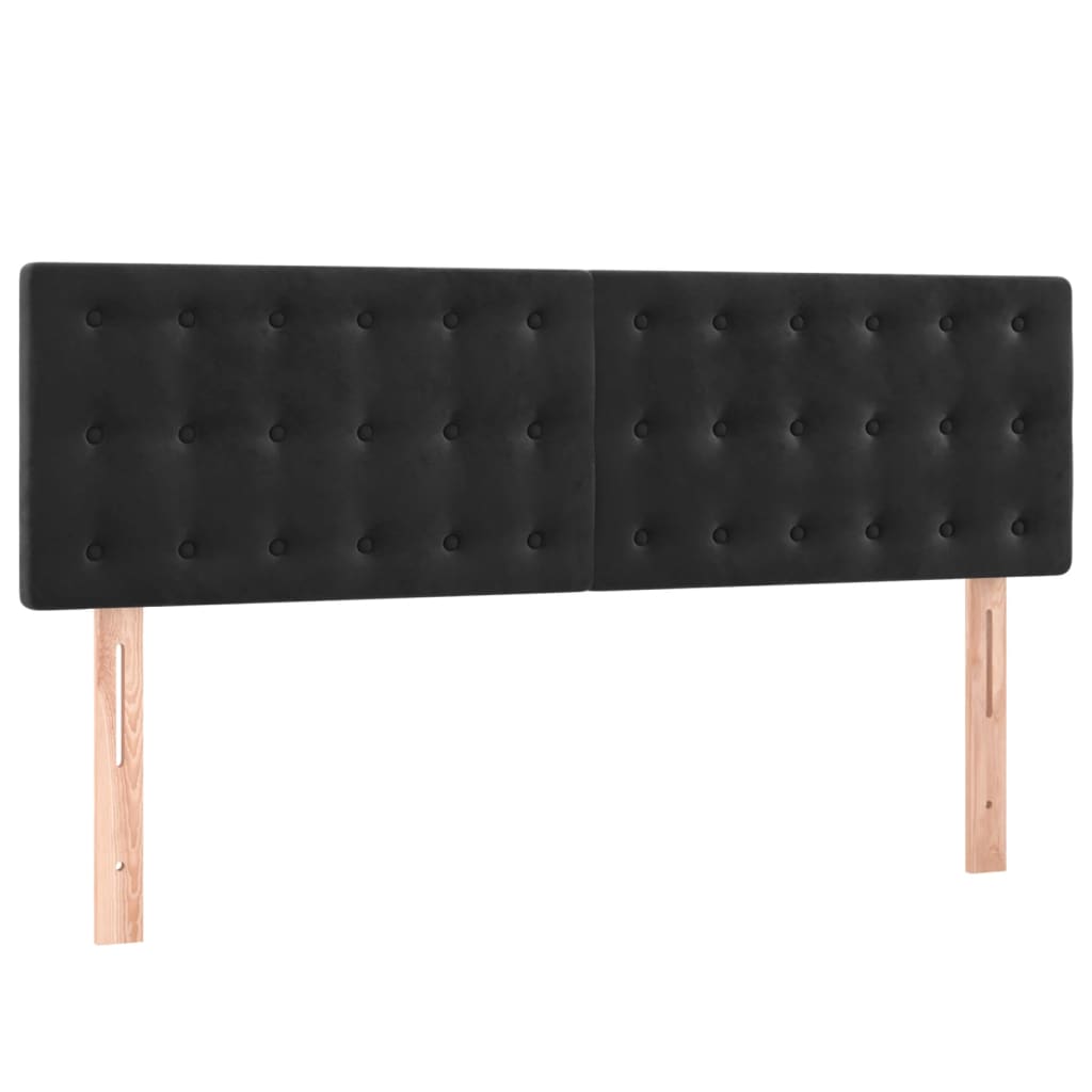 fekete bársony rugós és LED-es ágy matraccal 140x190 cm