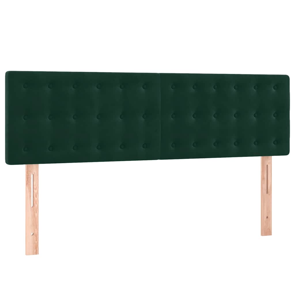 sötétzöld bársony rugós és LED-es ágy matraccal 140x190 cm