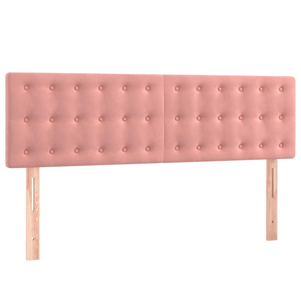rózsaszín bársony rugós és LED-es ágy matraccal 140x190 cm