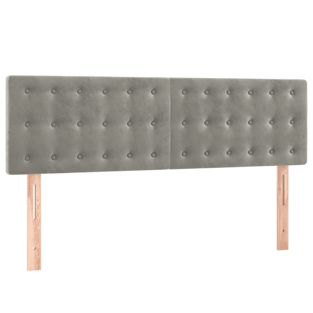 világosszürke bársony rugós és LED-es ágy matraccal 140x200 cm