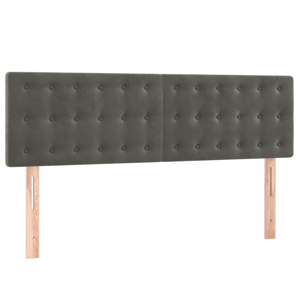 sötétszürke bársony rugós és LED-es ágy matraccal 140x200 cm