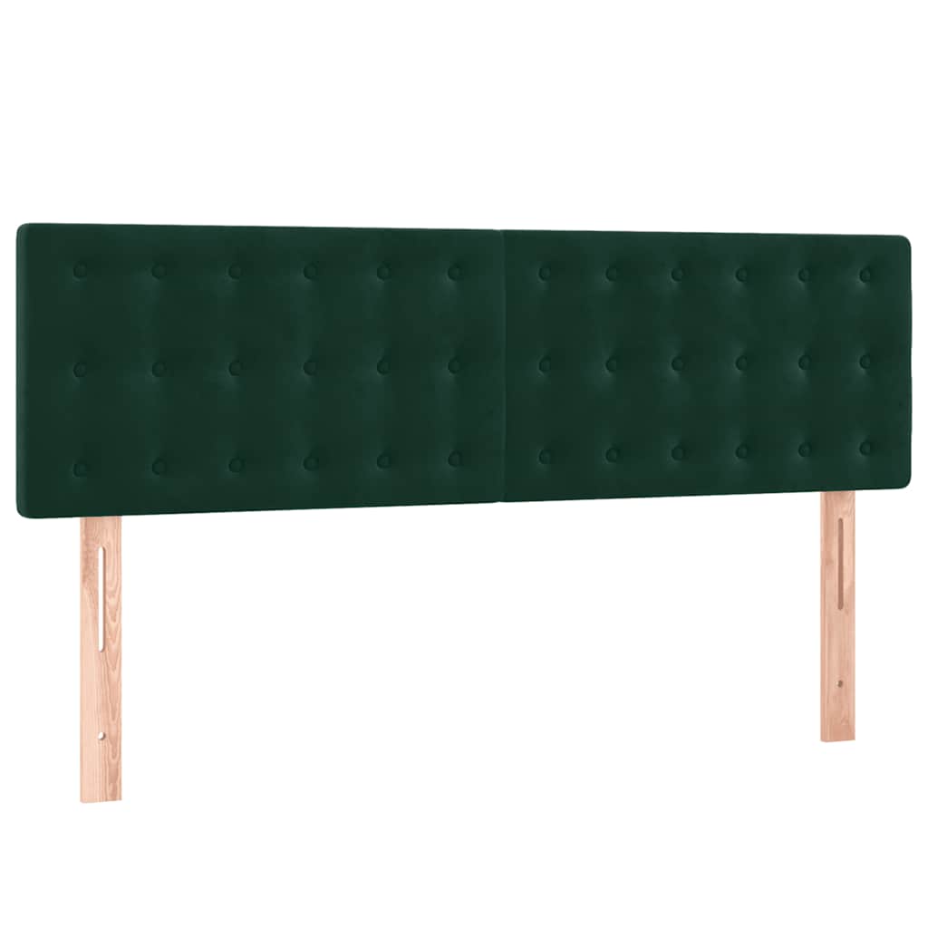 sötétzöld bársony rugós és LED-es ágy matraccal 140x200 cm