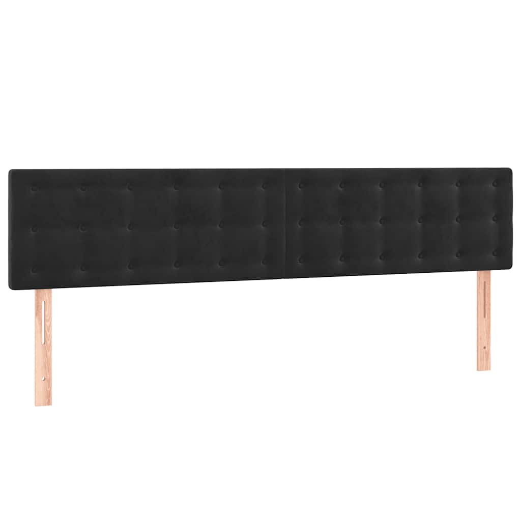 fekete bársony rugós és LED-es ágy matraccal 160x200 cm